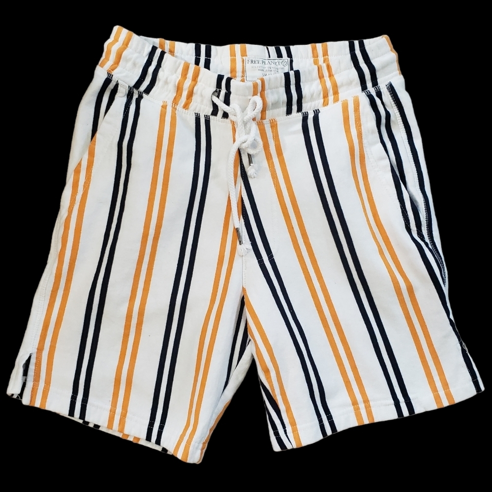 Free Planet Mens S Fleece Lined Striped Shorts Cotton3 Pocket